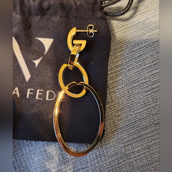 Vita Fede Cassio Earrings Gold Tone Modular Linked Hoops MSRP $388 NWT - Picture 10 of 13